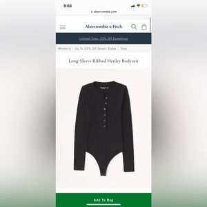 Abercrombie Long Sleeve Henley Bodysuit size small